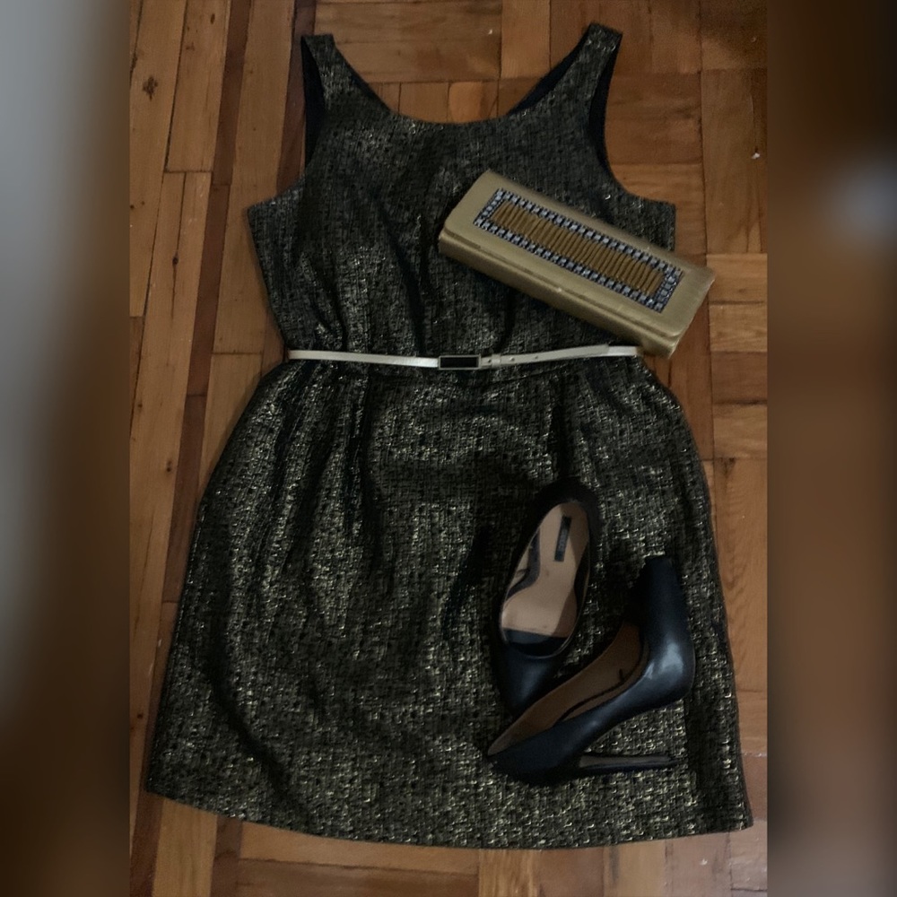 Attention black and gold cocktail/party dress